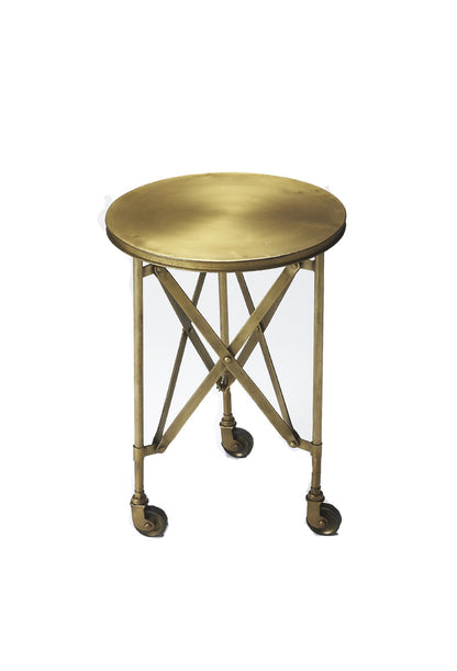 Butler Specialty Company - Costigan 14.25 in. W Round Wood Rolling Side Table, Gold - 1168226