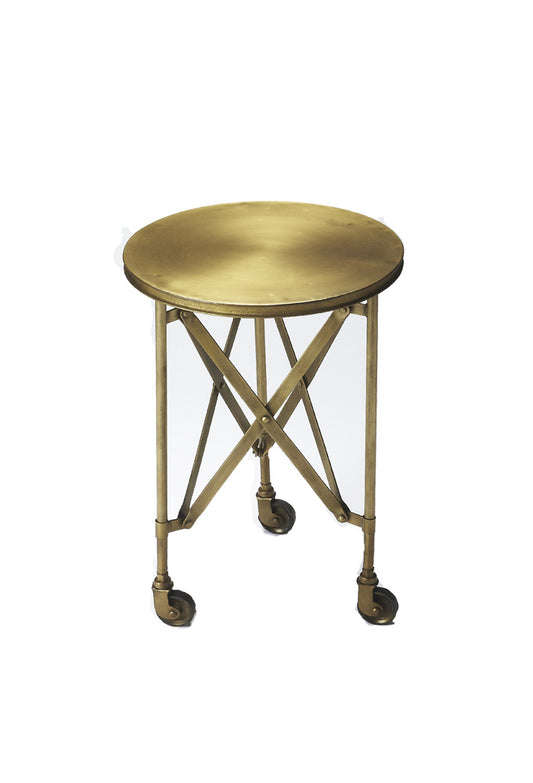 Butler Specialty Company - Costigan 14.25 in. W Round Wood Rolling Side Table, Gold - 1168226