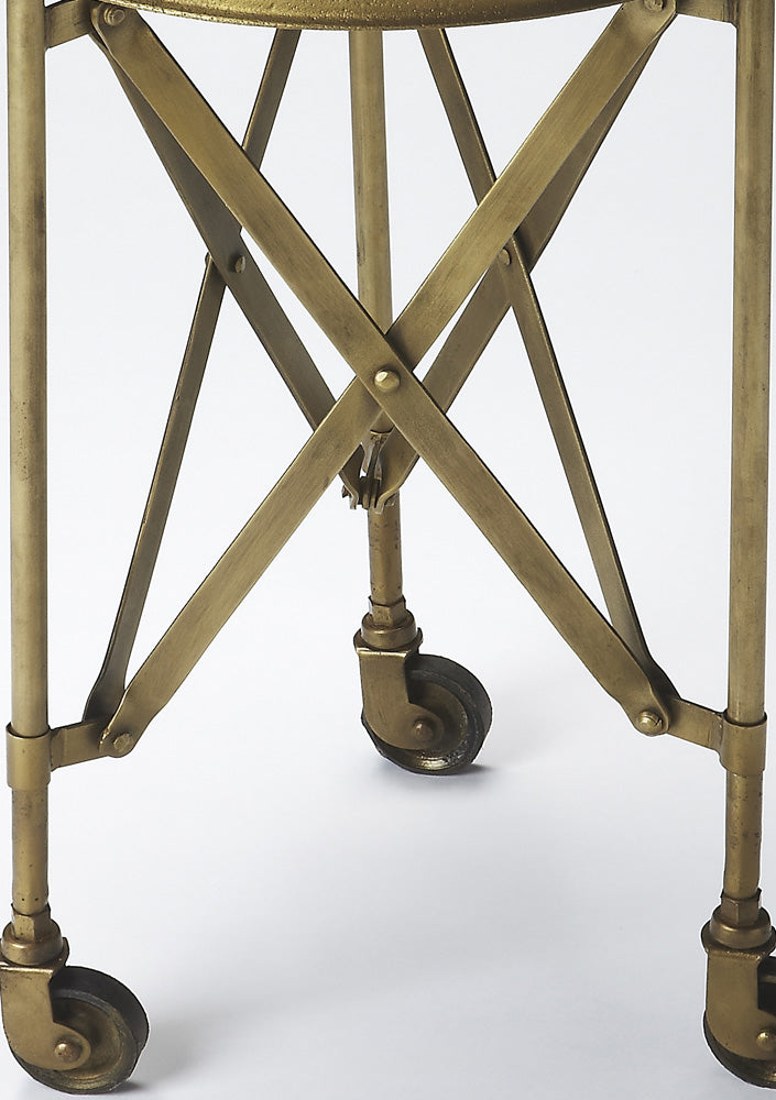Butler Specialty Company - Costigan 14.25 in. W Round Wood Rolling Side Table, Gold - 1168226