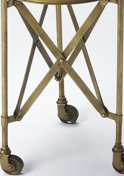 Butler Specialty Company - Costigan 14.25 in. W Round Wood Rolling Side Table, Gold - 1168226