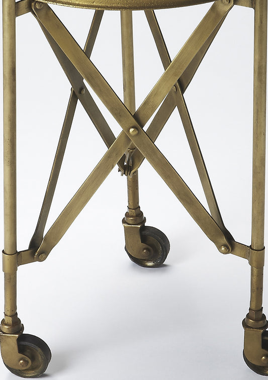 Butler Specialty Company - Costigan 14.25 in. W Round Wood Rolling Side Table, Gold - 1168226