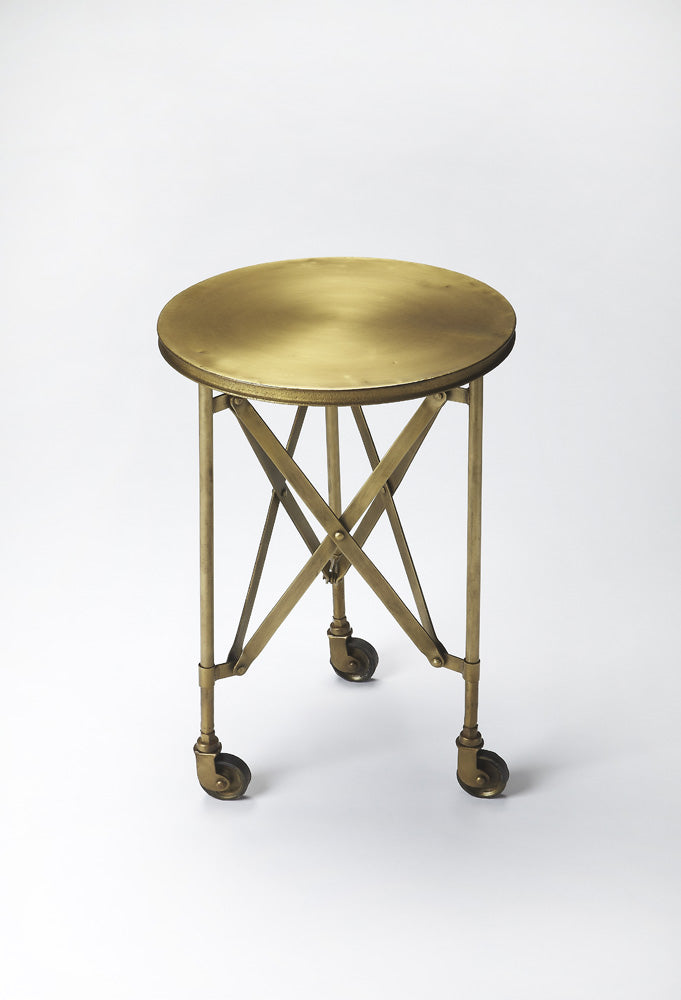 Butler Specialty Company - Costigan 14.25 in. W Round Wood Rolling Side Table, Gold - 1168226