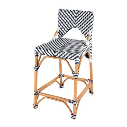 Butler Specialty Company - Creanly 25.25 in. Seat Height Rattan Counter Stool w Back and Footrest, Navy Blue - 5603291 View 1