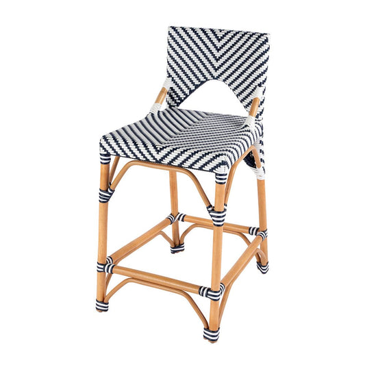 Butler Specialty Company - Creanly 25.25 in. Seat Height Rattan Counter Stool w Back and Footrest, Navy Blue - 5603291 View 1