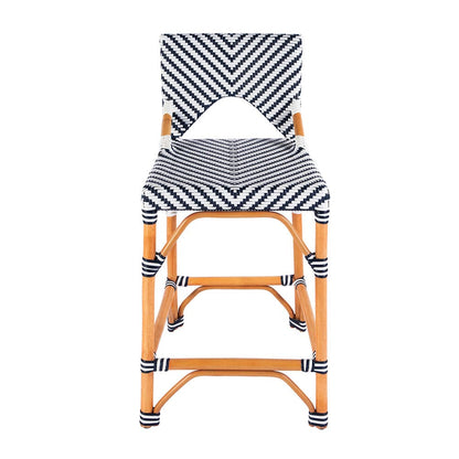 Butler Specialty Company - Creanly 25.25 in. Seat Height Rattan Counter Stool w Back and Footrest, Navy Blue - 5603291 View 2