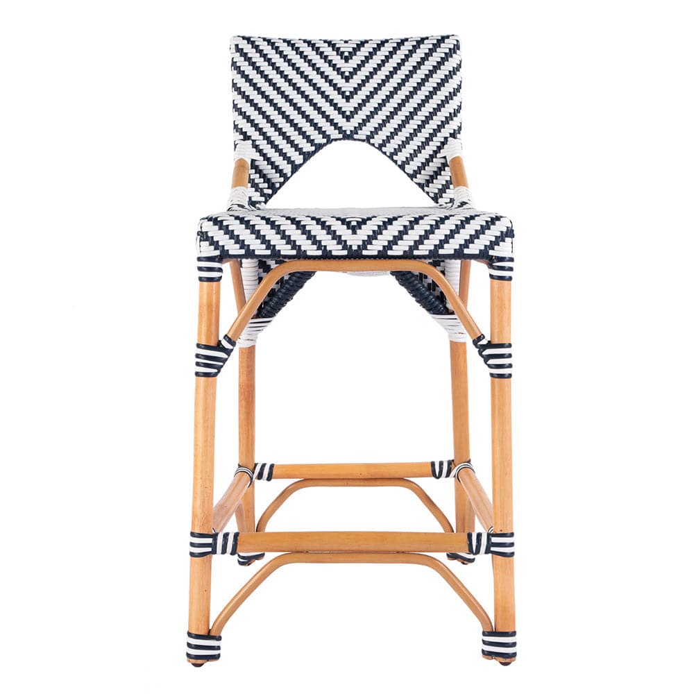 Butler Specialty Company - Creanly 25.25 in. Seat Height Rattan Counter Stool w Back and Footrest, Navy Blue - 5603291 View 3