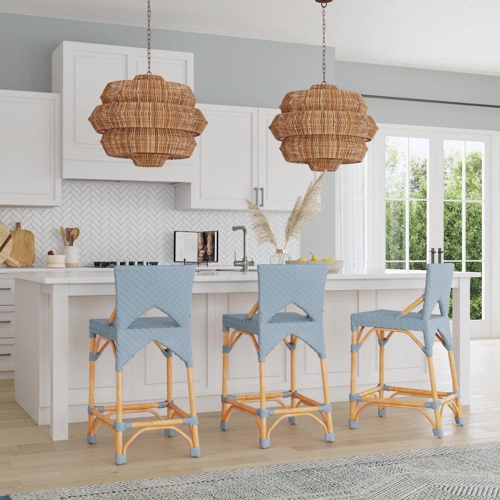 Butler Specialty Company - Creanly 25.25 in. Seat Height Rectangular Rattan Counter Stool w Back, Baby Blue - 5603341 view 6