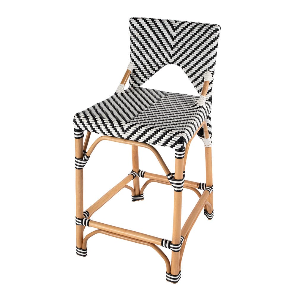 Butler Specialty Company - Creanly 25.25 in. Seat Height Rectangular  Rattan Counter Stool w Back, Black - 5603295 View 1