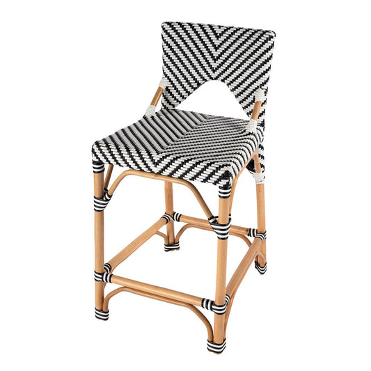 Butler Specialty Company - Creanly 25.25 in. Seat Height Rectangular  Rattan Counter Stool w Back, Black - 5603295 View 1