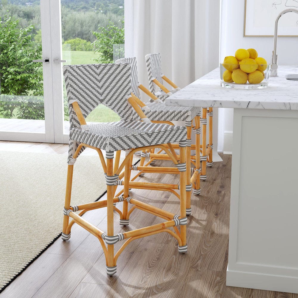 Butler Specialty Company - Creanly 25 in. Seat Height Rattan Counter Height Stool with Back & Footrest, Gray - 5603423_CLOSEOUT view 8