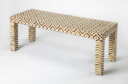 Butler Specialty Company - Crispin Wood & Bone Inlay 48"W Bench, Light Brown - 4498338