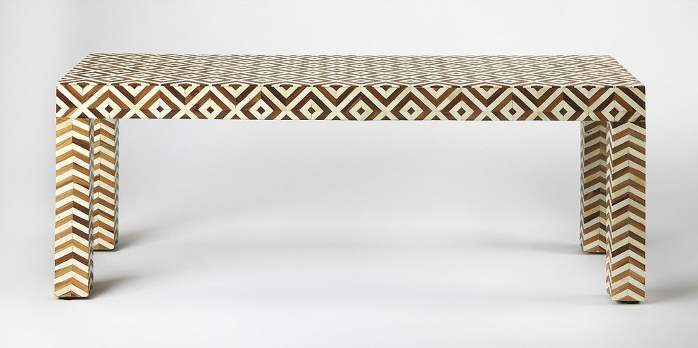 Butler Specialty Company - Crispin Wood & Bone Inlay 48"W Bench, Light Brown - 4498338