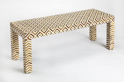 Butler Specialty Company - Crispin Wood & Bone Inlay 48"W Bench, Light Brown - 4498338