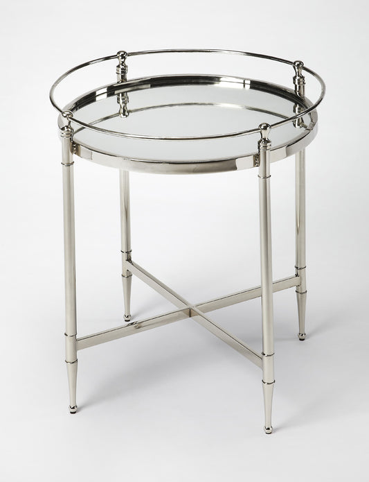 Butler Specialty Company - Crosby Metal & Mirrored Side Table, Silver - 3939140