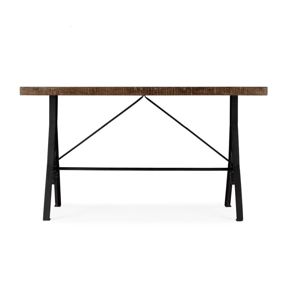 Butler Specialty Company - Croyden 56 in. W Rectangular Wood & Iron Industrial Chic Trestle Console Table, Medium Brown - 5684330_CLOSEOUT