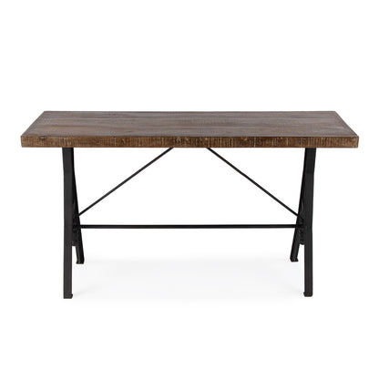 Butler Specialty Company - Croyden 56 in. W Rectangular Wood & Iron Industrial Chic Trestle Console Table, Medium Brown - 5684330_CLOSEOUT