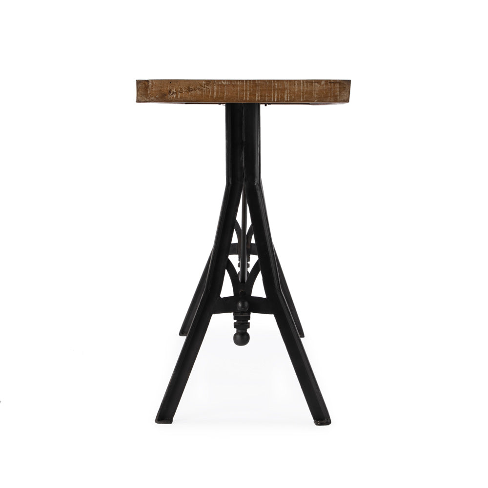 Butler Specialty Company - Croyden 56 in. W Rectangular Wood & Iron Industrial Chic Trestle Console Table, Medium Brown - 5684330_CLOSEOUT