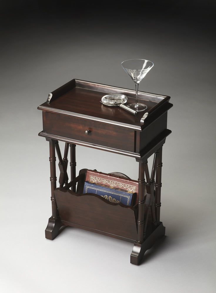 Butler Specialty Company - Cummings 15 in. W Round Wood 1 Drawer End Table, Black - 999234