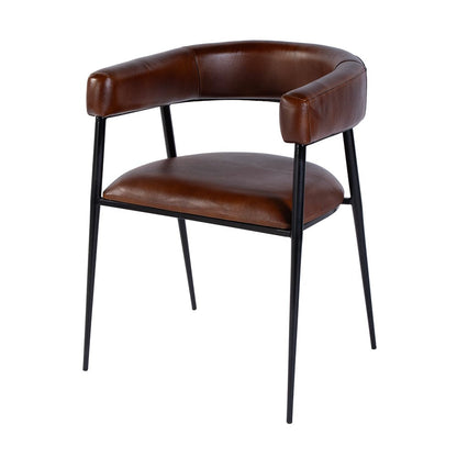 Butler Specialty Company - Dallas 19.5 in. Seat Height Leather and Iron Cushioned Dining Chair w Arms, Medium Brown - 5916344 View 1