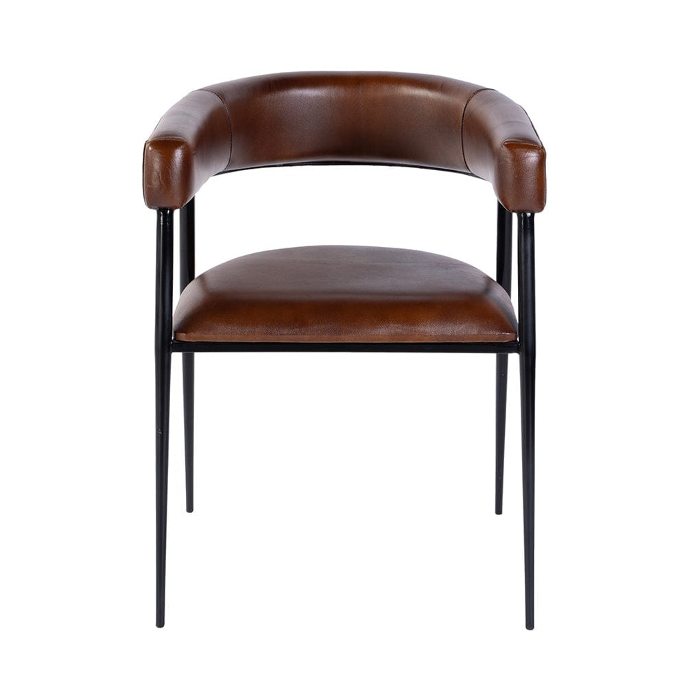 Butler Specialty Company - Dallas 19.5 in. Seat Height Leather and Iron Cushioned Dining Chair w Arms, Medium Brown - 5916344 View 2