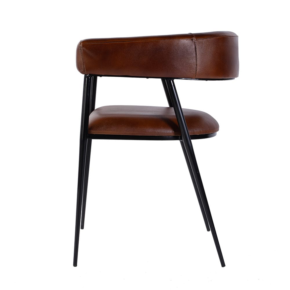 Butler Specialty Company - Dallas 19.5 in. Seat Height Leather and Iron Cushioned Dining Chair w Arms, Medium Brown - 5916344 View 3