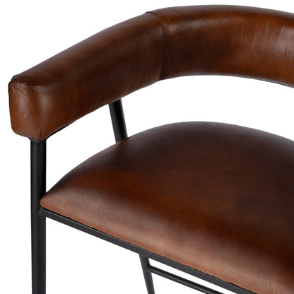 Butler Specialty Company - Dallas Leather and Iron cushioned 28.5" Bar Stool, Medium Brown - 5618344