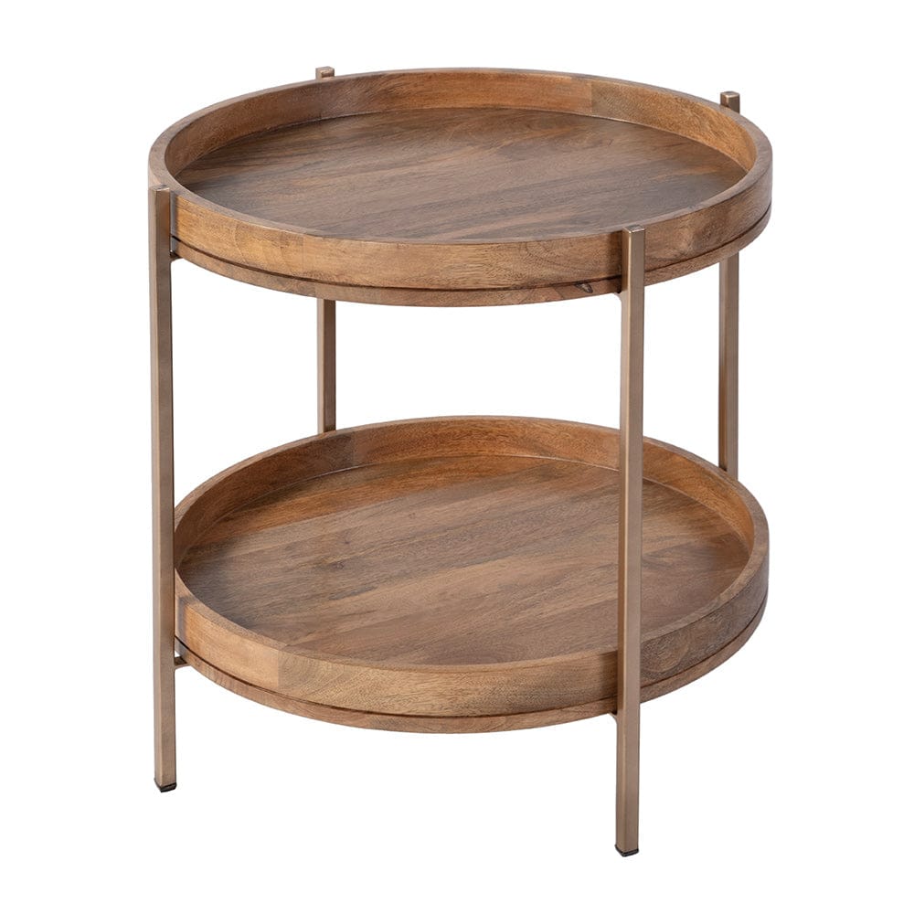 Butler Specialty Company - Damirra 23 in. W Round Wood & Metal 2 Tier Side Table, Natural - 5454312 View 1
