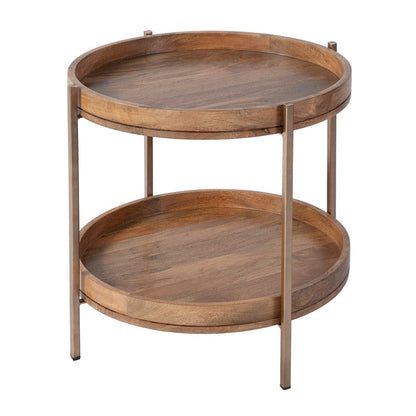 Butler Specialty Company - Damirra 23 in. W Round Wood & Metal 2 Tier Side Table, Natural - 5454312 View 1