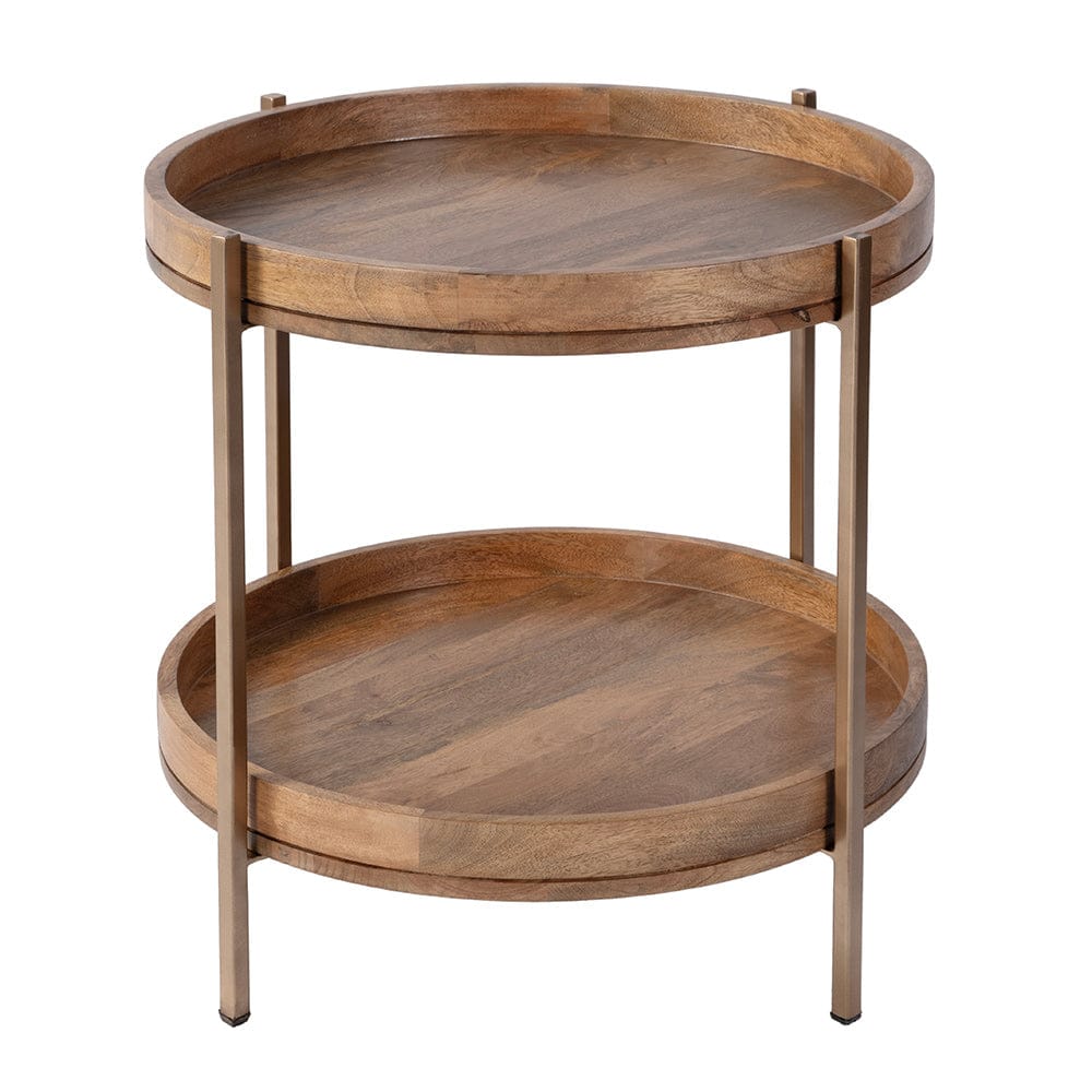 Butler Specialty Company - Damirra 23 in. W Round Wood & Metal 2 Tier Side Table, Natural - 5454312 View 2