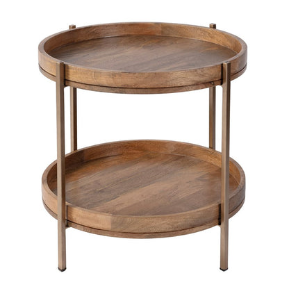 Butler Specialty Company - Damirra 23 in. W Round Wood & Metal 2 Tier Side Table, Natural - 5454312 View 2
