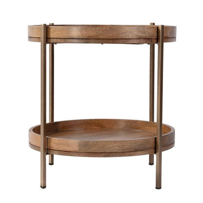 Butler Specialty Company - Damirra 23 in. W Round Wood & Metal 2 Tier Side Table, Natural - 5454312 View 3