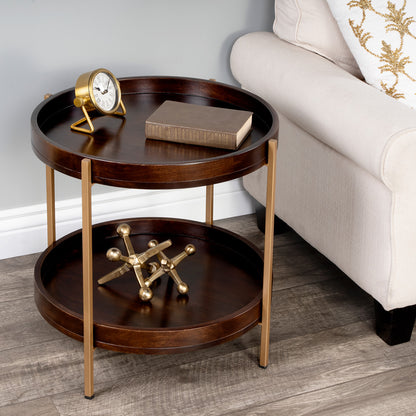 Butler Specialty Company - Damirra Wood & Metal Side Table, Dark Brown - 5454140