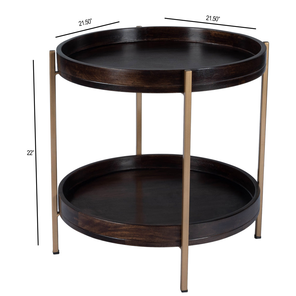 Butler Specialty Company - Damirra Wood & Metal Side Table, Dark Brown - 5454140