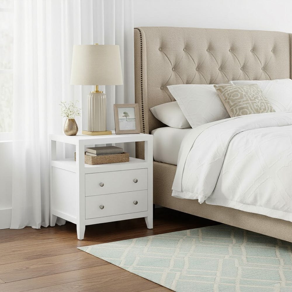 Butler Specialty Company - Dana 21 in. W Rectangular Wood 2 Drawer Narrow Nightstand w Top Open Shelf, White - 6259304 view 4