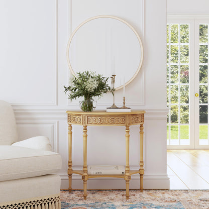 Butler Specialty Company - Danelle 30 in. W Demilune Wood Console Table with Lower Shelf, Beige - 7027424