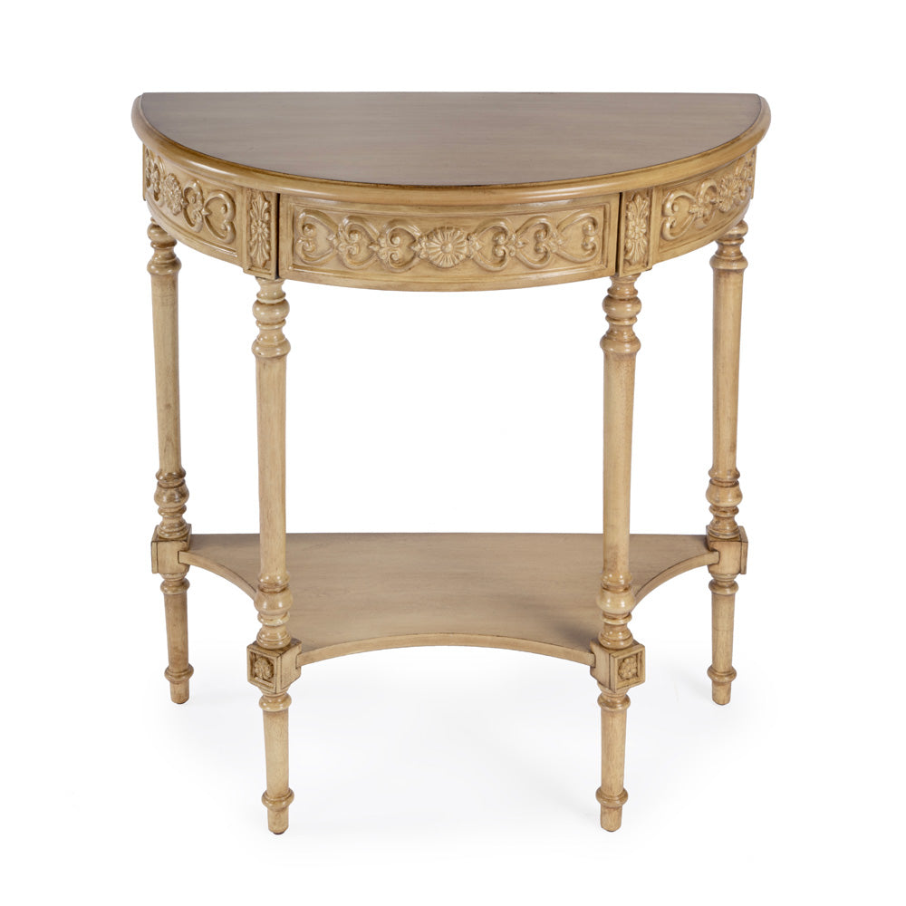Butler Specialty Company - Danelle 30 in. W Demilune Wood Console Table with Lower Shelf, Beige - 7027424