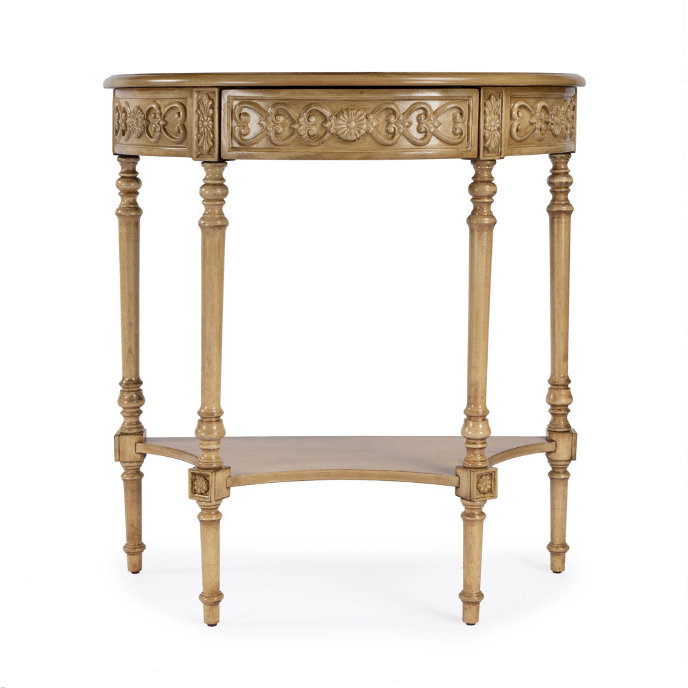 Butler Specialty Company - Danelle 30 in. W Demilune Wood Console Table with Lower Shelf, Beige - 7027424