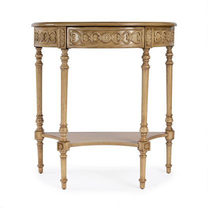 Butler Specialty Company - Danelle 30 in. W Demilune Wood Console Table with Lower Shelf, Beige - 7027424