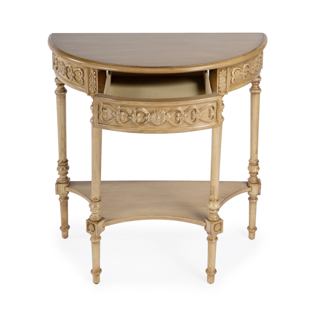 Butler Specialty Company - Danelle 30 in. W Demilune Wood Console Table with Lower Shelf, Beige - 7027424