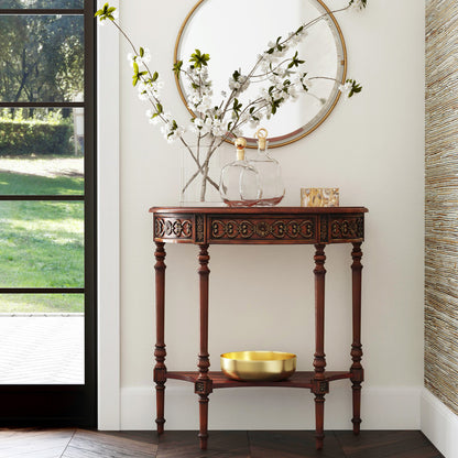 Butler Specialty Company - Danelle 30 in. W Demilune Wood Console Table with Lower Shelf, Dark Brown - 7027024
