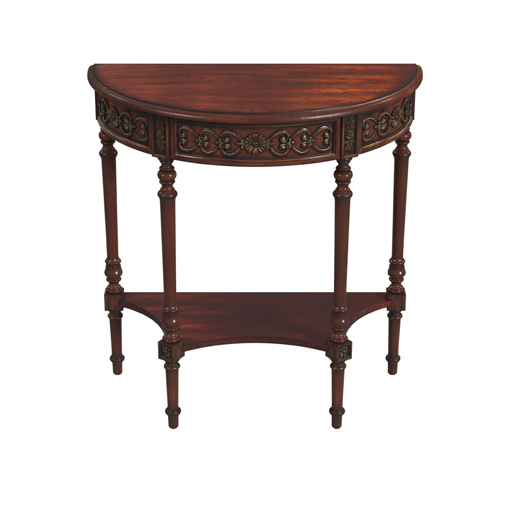 Butler Specialty Company - Danelle 30 in. W Demilune Wood Console Table with Lower Shelf, Dark Brown - 7027024