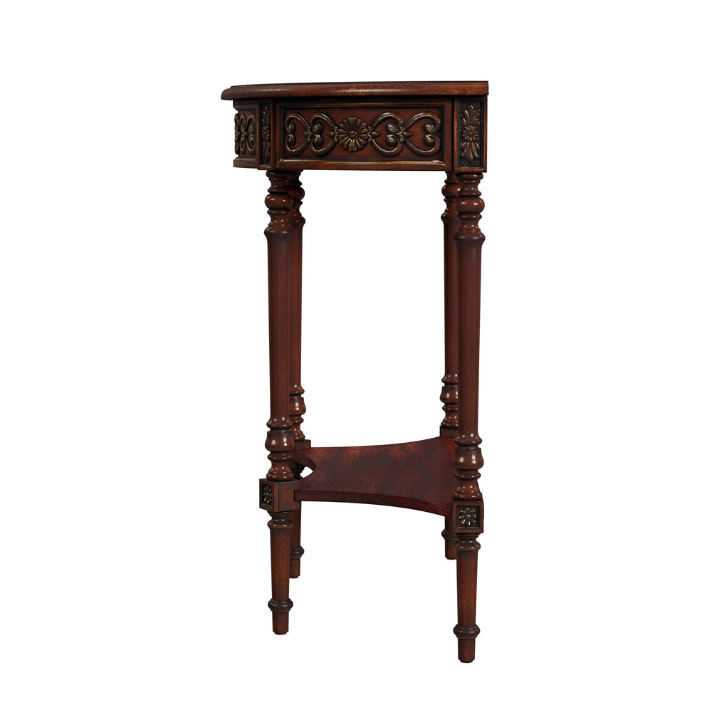 Butler Specialty Company - Danelle 30 in. W Demilune Wood Console Table with Lower Shelf, Dark Brown - 7027024