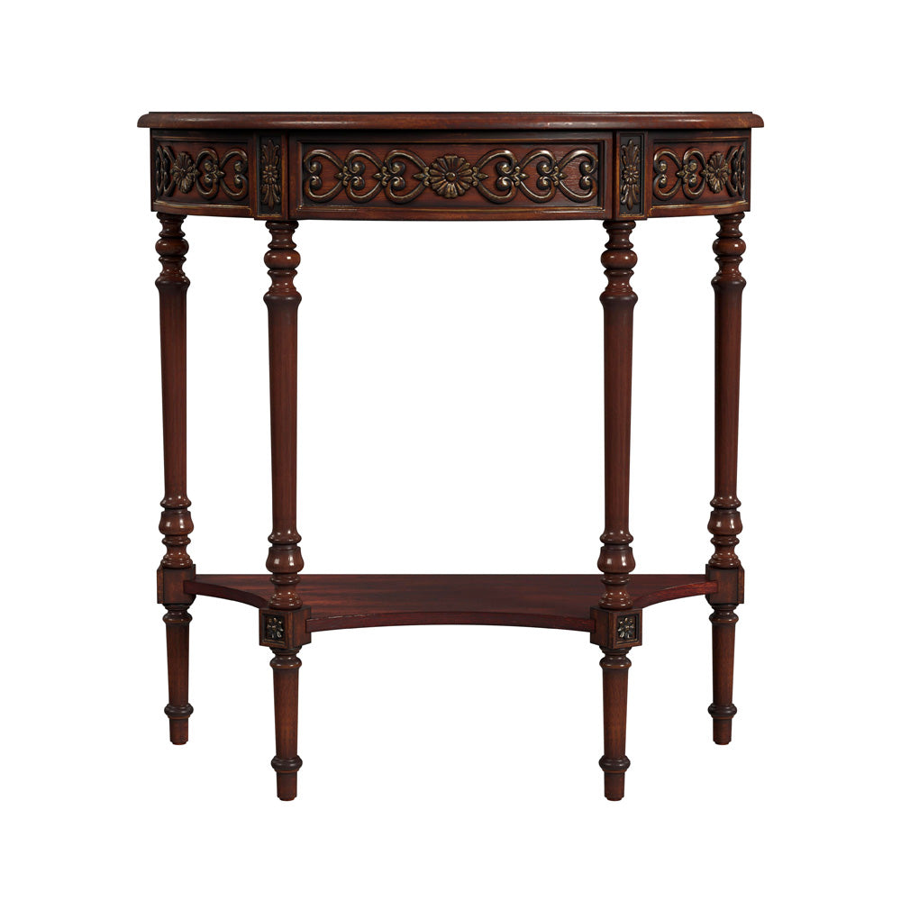 Butler Specialty Company - Danelle 30 in. W Demilune Wood Console Table with Lower Shelf, Dark Brown - 7027024