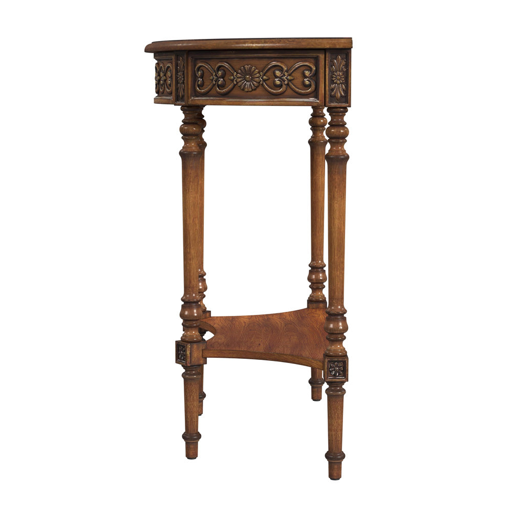 Butler Specialty Company - Danelle 30 in. W Demilune Wood Console Table with Lower Shelf, Medium Brown - 7027011