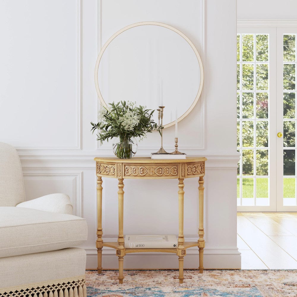 Butler Specialty Company - Danelle 30 in. W Demilune Wood Console Table with Lower Shelf, Beige - 7027424 view 6