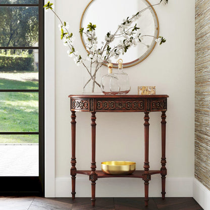 Butler Specialty Company - Danelle 30 in. W Demilune Wood Console Table with Lower Shelf, Dark Brown - 7027024 view 6