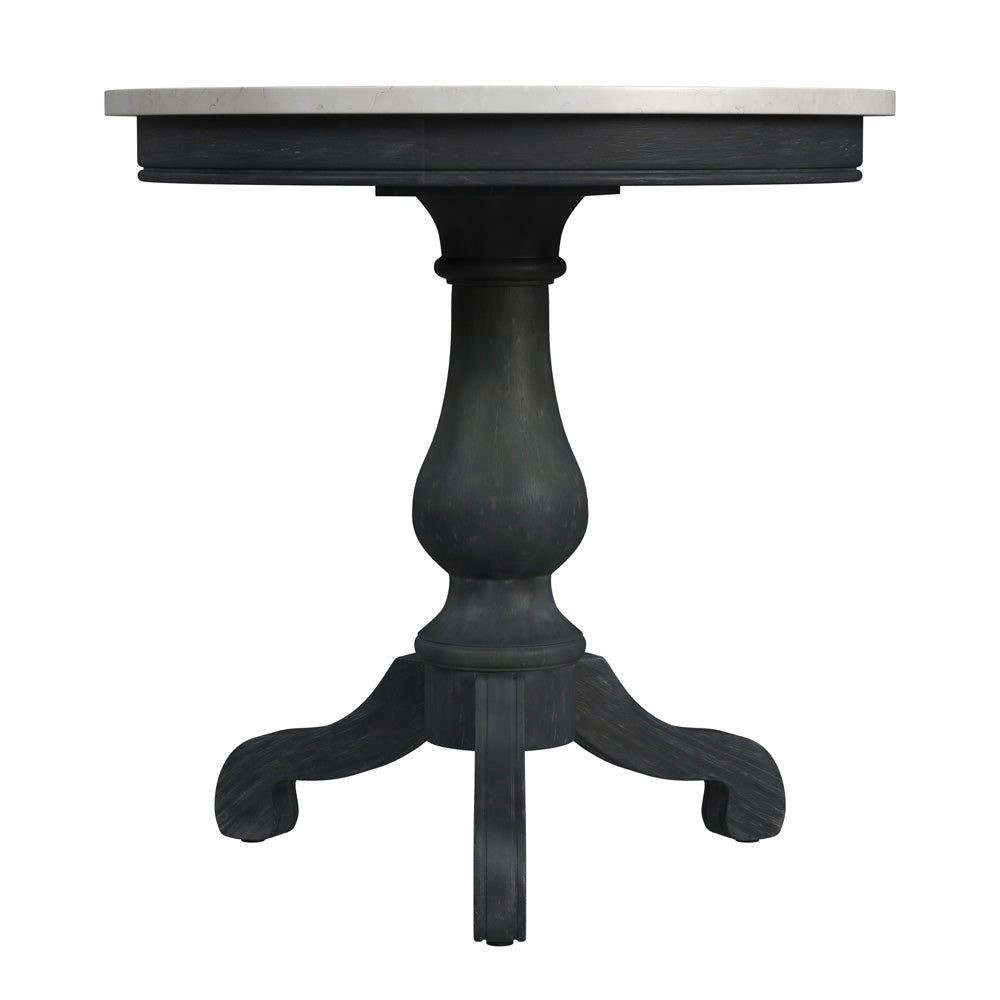 Butler Specialty Company - Danielle 24 in. W Round Marble & Wood Pedestal Side Table, Black - 5515432