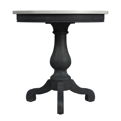 Butler Specialty Company - Danielle 24 in. W Round Marble & Wood Pedestal Side Table, Black - 5515432