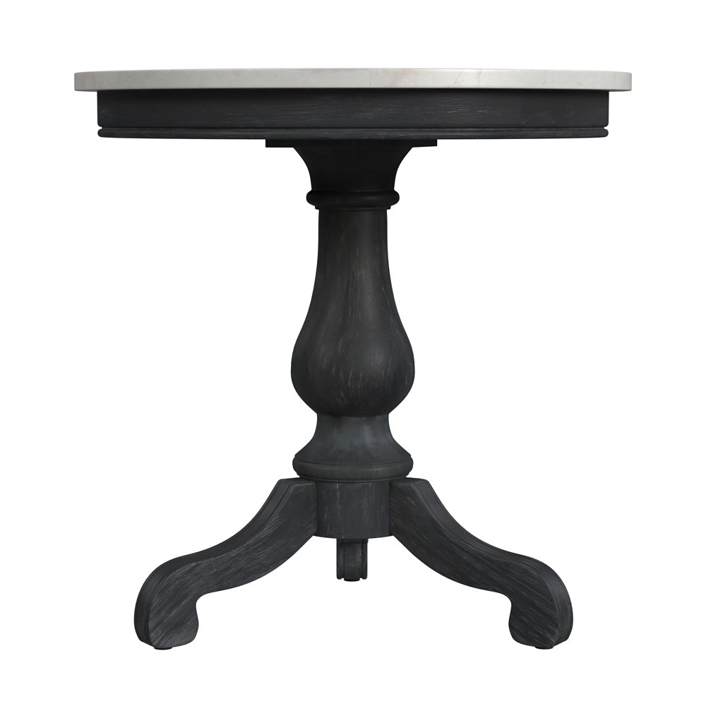 Butler Specialty Company - Danielle 24 in. W Round Marble & Wood Pedestal Side Table, Black - 5515432