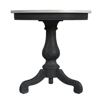Butler Specialty Company - Danielle 24 in. W Round Marble & Wood Pedestal Side Table, Black - 5515432